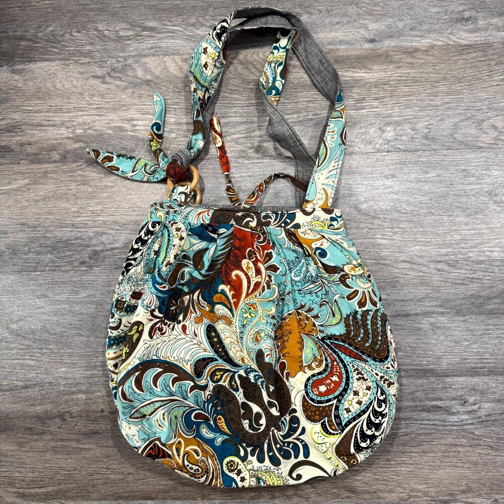 Boho Paisley Print Hobo Shoulder Bag Slouch Tote Multicolor